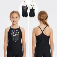 Maillot de bain deux pièces personnalisé OEM pour filles, imprimé palmiers, bretelles croisées réglables, respirant, séchage rapide, confortable pour la famille