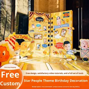 Décoration de fête d'anniversaire sur le thème des dessins animés, fond personnalisé en carton KT, accessoires <span class=keywords><strong>photo</strong></span> mignons, décoration murale, Chine - Product Image 2