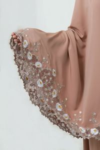 Nhà Máy Tùy Chỉnh Thêu khiêm tốn Hồi Giáo Cầu Nguyện Ăn Mặc Cho Phụ Nữ Thoáng Khí Mềm Polyester Abaya Nhà Cung Cấp OEM Eid Hoa Mô Hình - Product Image 3