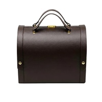 Sac à main en cuir PU imprimé avec logo personnalisé, boîte de rangement cadeau portable verrouillable en gros, boîte à bagages de style rétro