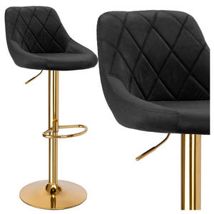 Modern <b>Bar</b> <b>Stools</b> Grey Black Velvet <b>Swivel</b> Counter Height <b>Bar</b> <b>Stool</b> Adjustable <b>Bar</b> Chairs Set with Mid Back and Gold Footrest - Product Image 1