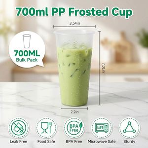 Gobelets jetables FUNCUP en polypropylène (PP) givré pour thé Boba, 16/24 oz, lot de 20 avec couvercles, pour boissons chaudes/froides, Guangdong, personnalisables - Product Image 2