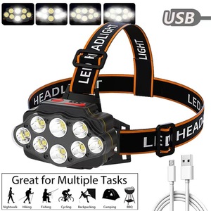 <b>Led</b> Headlamp 8 Core Rechargeable 2000 MAh Adjustable Band <b>Motion</b> <b>Sensor</b> Outdoor Fishing Mining <b>Light</b> - Product Image 5
