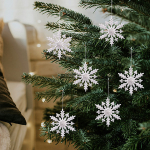 Venta Directa de Fábrica, Adorno Colgante Navideño de Copo de Nieve de PVC Plástico Brillante Ecológico de Alta Calidad para Fiesta de Navidad - Product Image 5