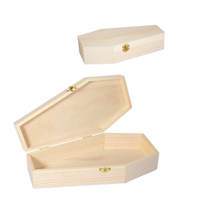 Caja de ataúd de madera con bisagras para decoración de Halloween, recuerdos de fiesta, exhibición gótica o memorial para mascotas - Product Image 1