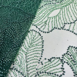 قماش دانتيل مطرز بسعر المصنع، قماش دانتيل عالي الجودة بخرز لفساتين حفلات الزفاف، دانتيل تول شبكي بترتر للفساتين - Product Image 1