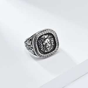 Trendy yunnique style punk lion head <b>titanium</b> steel <b>ring</b> for men, exuding a domineering hip-hop charm. - Product Image 3