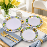 Service de table en mélamine durable sans BPA de 12 pièces avec des assiettes et des bols écologiques résistants à la chaleur, nouveau design ondulé