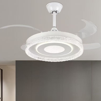 Ventilateur de plafond LED avec lumière, design créatif, télécommande, décoratif, salon, salle à manger, lame rétractable