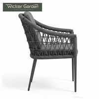 Ensemble de table et de chaises de salle à manger d'extérieur de luxe moderne, meubles de salle à manger en aluminium et corde pour hôtel, complexe hôtelier, villa, jardin