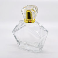 Flacon de parfum en verre transparent DiamondCut avec bouchon en cristal et col doré, flacon de parfum vide de luxe pour emballage cosmétique 100 ml