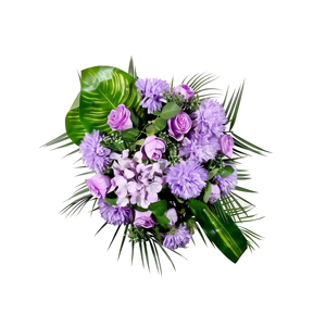 <b>Artificial</b> Purple Flower <b>Bouquet</b> Decorative Wreath and Swag Floral Arrangement with Green Leaves for Home Wedding Decor - Product Image 1
