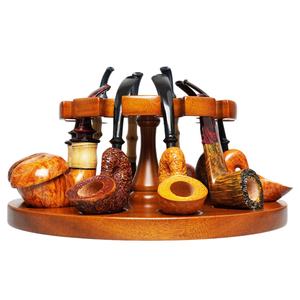 Support de pipe à tabac manuel classique rond <span class=keywords><strong>en</strong></span> Juglans Regia – Présentoir <span class=keywords><strong>en</strong></span> <span class=keywords><strong>bois</strong></span> massif fait main, organisateur de bureau par Xiaoxiong - Product Image 2