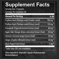 Rosebest Marque Privée Végétalien 6-en-1 Complexe de Psyllium et de Fenugrec en Capsules, Complément de Fibres pour la Santé Intestinale avec Vinaigre de Cidre de Pomme et Curcuma