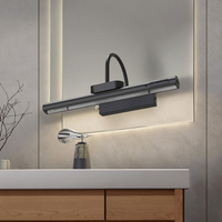 Luminaire mural LED rotatif sans fil avec miroir pliable, télécommande, corps en aluminium, pour cuisine et salle de bain