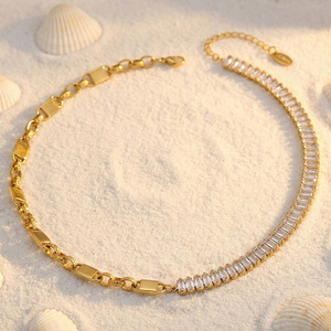 สร้อยคอเพทายชุบทอง 18K สำหรับผู้หญิง สร้อยคอแฟชั่น เครื่องประดับทองสำหรับผู้หญิง - Product Image 4