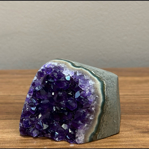 Mini Amethyst <b>Cluster</b> Geode Mineral Specimen Handmade Sandblasted Feng Shui Home Decoration - Product Image 6