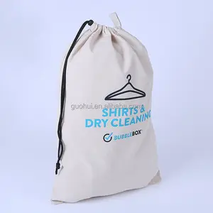 Özel logo baskılı doğal renk kanvas pamuk çanta tek çift dize ayakkabı toz İpli torba çamaşır
