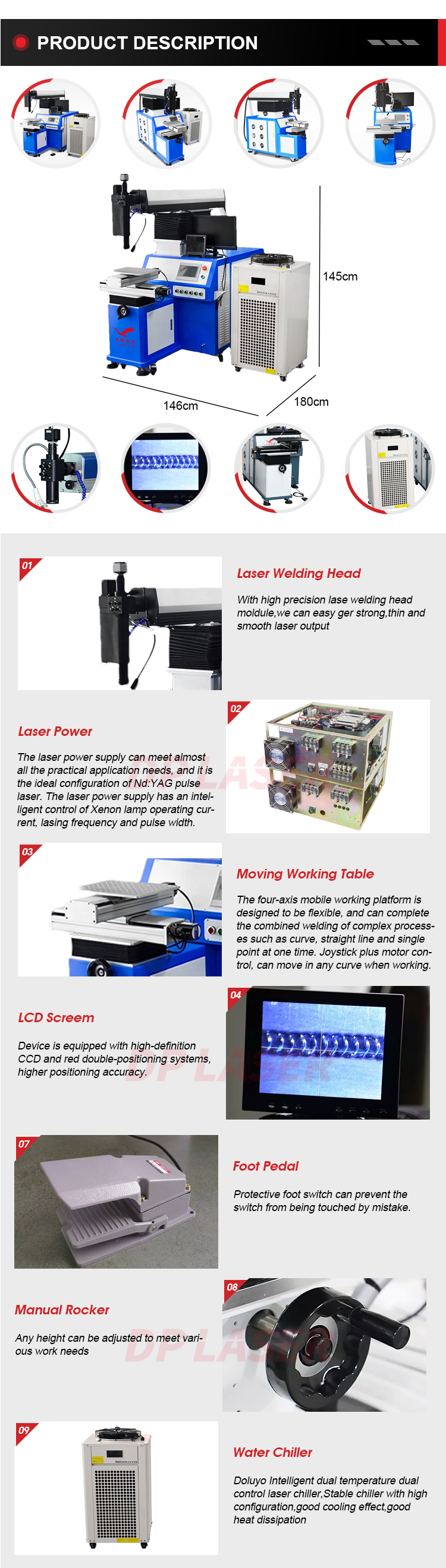 200W 400W 600W 2Axis 3Axis 4Axis Custom Fixture Metal Automatic YAG Laser Welding Machine