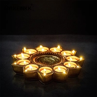 Statues Religieuses Indiennes Style Feng Shui Croix 3D en Résine Peintes à la Main Forme Hibou avec Lumière LED et Support Bougie Ornements du Nouvel An Chinois