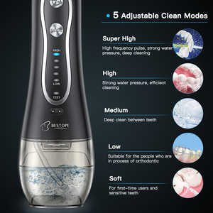 Bestope Hydropulseur à eau H2OFlux électrique sans fil portable, réservoir de 300 ml, batterie 2500 mAh, rechargeable par USB, pour embout - Product Image 6
