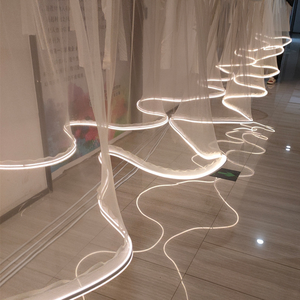 Accessoires décoratifs pour <span class=keywords><strong>mariage</strong></span>, fête, événement, forme en S, vagues, fil de laine, chiffon blanc, draperie, bandes lumineuses LED - Product Image 3