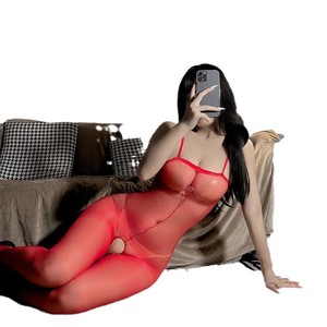 Collants sexy brillants à bretelles, haut tube érotique moulant, collants noirs en nylon uni à entrejambe <span class=keywords><strong>ouvert</strong></span> et body à bretelles - Product Image 5