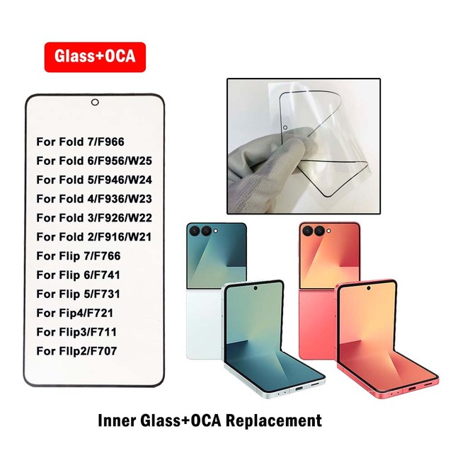 Novecel UTG Ultra Thin Glass + OCA For Samsung Galaxy Z Flip Fold 7 6 5 4 5G CPI Flexible Fold LCD Screen Inner Glass Part