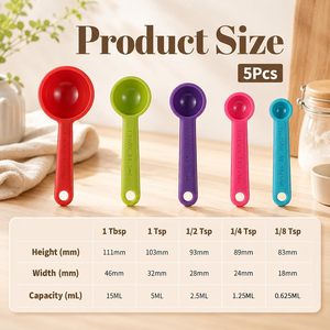 Ensemble de cuillères doseuses en silicone de qualité alimentaire, non toxiques, résistantes à la chaleur, ustensiles de cuisson avec trou de suspension - Product Image 2