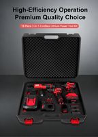 Meilleure Vente : Kit d'Outils 3-en-1 sans Balais à Batterie au Lithium pour Réparation Automobile (Perceuse Électrique, Clé à Chocs, Clé à Cliquet)