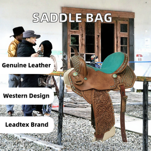 Selle Western en cuir véritable avec arceau en bois et bride de cheval durable pour l'équitation - Product Image 2