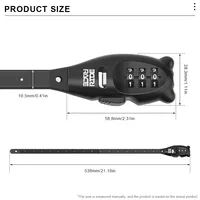 RIDERACE Cadenas à combinaison à 3 chiffres portable pour vélo, trottinette électrique, moto, antivol multifonctionnel pour casque de vélo