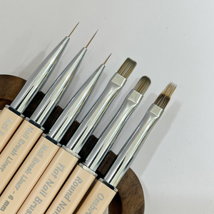 Ensemble de pinceaux à ongles professionnels avec manche métallique, têtes ronde et plate, stylo liner, pour manucure en salon et peinture au gel UV - Product Image 3