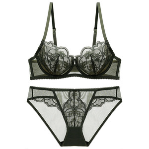 Set di <span class=keywords><strong>Lingerie</strong></span> Stile <span class=keywords><strong>Francese</strong></span> Chuangerm, Reggiseno Push-up in Pizzo Sottile Sexy per Seno Abbondante e Set di Intimo Sexy - Product Image 3