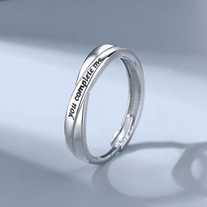 Wholesale Simple <b>Silver</b> Couple <b>Rings</b> 'You Complete Me' Letter Printed Cross for Weddings <b>Men</b> and Women Lovers' Party <b>Ring</b> - Product Image 2