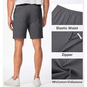 JMIERR Short cargo décontracté en sergé de coton pour homme entrejambe de 5 pouces longueur au genou Logos 2 en 1 Short de compression de basket-ball teint en plaine - Product Image 4