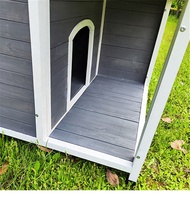 Grande cage pour chien en bois pour l'extérieur et l'intérieur, maison pour chien de style cabine avec porche et maison pour animaux de compagnie