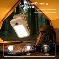 Lampe de camping solaire à 3 modes de luminosité réglable, lampe de camping portable pour l'extérieur, à clipser, LED pour la pêche et le camping