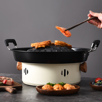 YUEDISI Style thaïlandais extérieur rond Barbecue gril poêle en aluminium antiadhésif sans fumée BBQ plaque chauffante