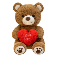 Ours en peluche mignon avec cœur, animal en peluche doux, ours d'amour pour la Saint-Valentin, poupée en fourrure rose pour les détaillants de jouets en gros