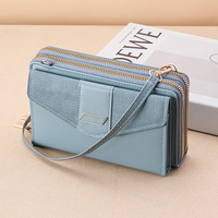 Dompet wanita dompet risleting lapisan ganda Multi kartu grosir