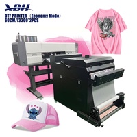 Impresora de Inyección de Tinta DTF Económica XBH de 60 cm con 2 Cabezales para I3200, Nueva, Automática, para Impresión de Camisetas con Horno y Agitador de Polvo