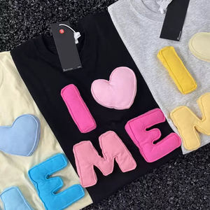 เสื้อยืดผู้ชายสุดหรู ผ้าฝ้ายถัก 100% น้ำหนัก 250 กรัม ทรงโอเวอร์ไซส์ เนื้อผ้าหนา ปักลาย 3 มิติ สไตล์สตรีท ลายรูปหัวใจพอง - Product Image 5