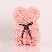 Vente en gros d'usine, ours en peluche en mousse de PE blanche de 25 cm, fleur de savon artificielle en forme de rose pour les mariages et la Saint-Valentin