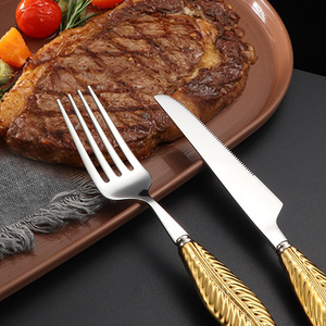 Cubertería de Acero Inoxidable 304 con Mango de Cerámica, Cuchillo para Carne/Horquilla/Cuchara de Té, Juego de Postre para Hotel - Product Image 4