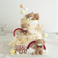 Un an bébé rose bleu arc ours décoration de gâteau jouets cadeau boîte dessin animé topper gâteau bébé douche gâteau toppers
