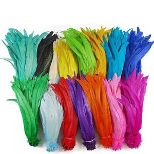 Vente en gros 144 couleurs 20-45cm plumes de queues de coq naturelles chinoises teintes pour coiffure de montage de mouches Costume de carnaval déco - Product Image 1