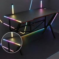 GEDO Support de tasse et de casque de qualité supérieure 15MM MDF Bureau en fibre de carbone Bureau d'ordinateur de jeu RGB avec LED