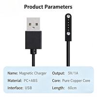 Câble de charge magnétique pour montre connectée 5 broches avec USB-A, charge rapide, cuivre pur, chargeur magnétique portable pour montres connectées