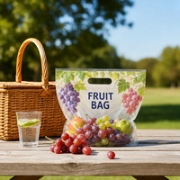Sac d'emballage transparent personnalisé avec logo imprimé, 1LB 2LB, avec fermeture éclair et orifice d'aération pour fraises, raisins, cerises